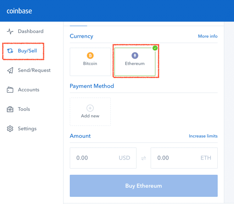 Buying ETH on Coinbase